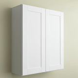 Hampton Bay Shaker 30 in. W x 12 in. D x 36 in. H Assembled Wall Kitchen Cabinet in Satin White