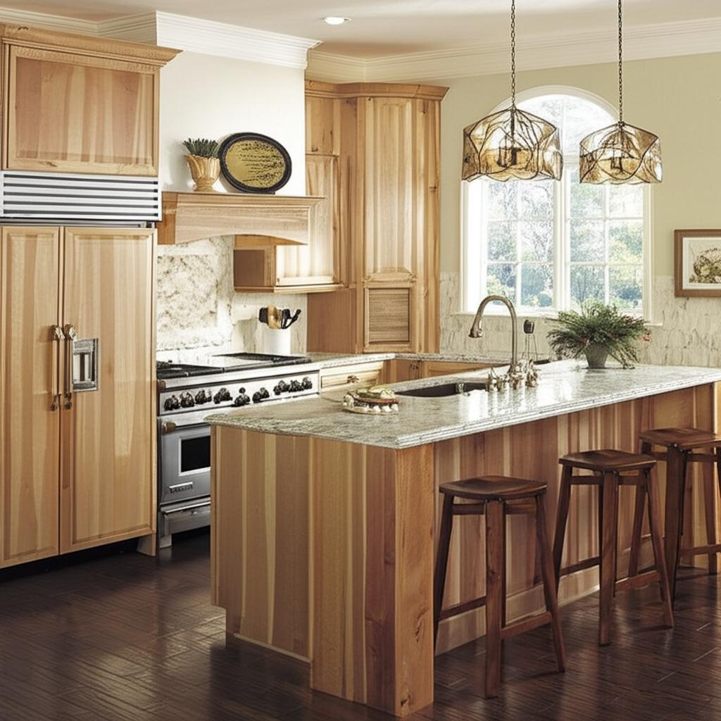 Hampton Bay Hampton 24 in. W x 12 in. D x 42 in. H Assembled Wall Kitchen Cabinet in Natural Hickory