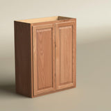 Hampton Bay Hampton 30 in. W x 12 in. D x 36 in. H Assembled Wall Kitchen Cabinet in Medium Oak