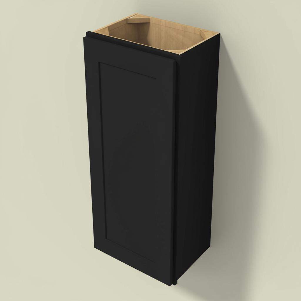 Hampton Bay Avondale 15 in. W x 12 in. D x 30 in. H Ready to Assemble Plywood Shaker Wall Kitchen Cabinet in Raven Black