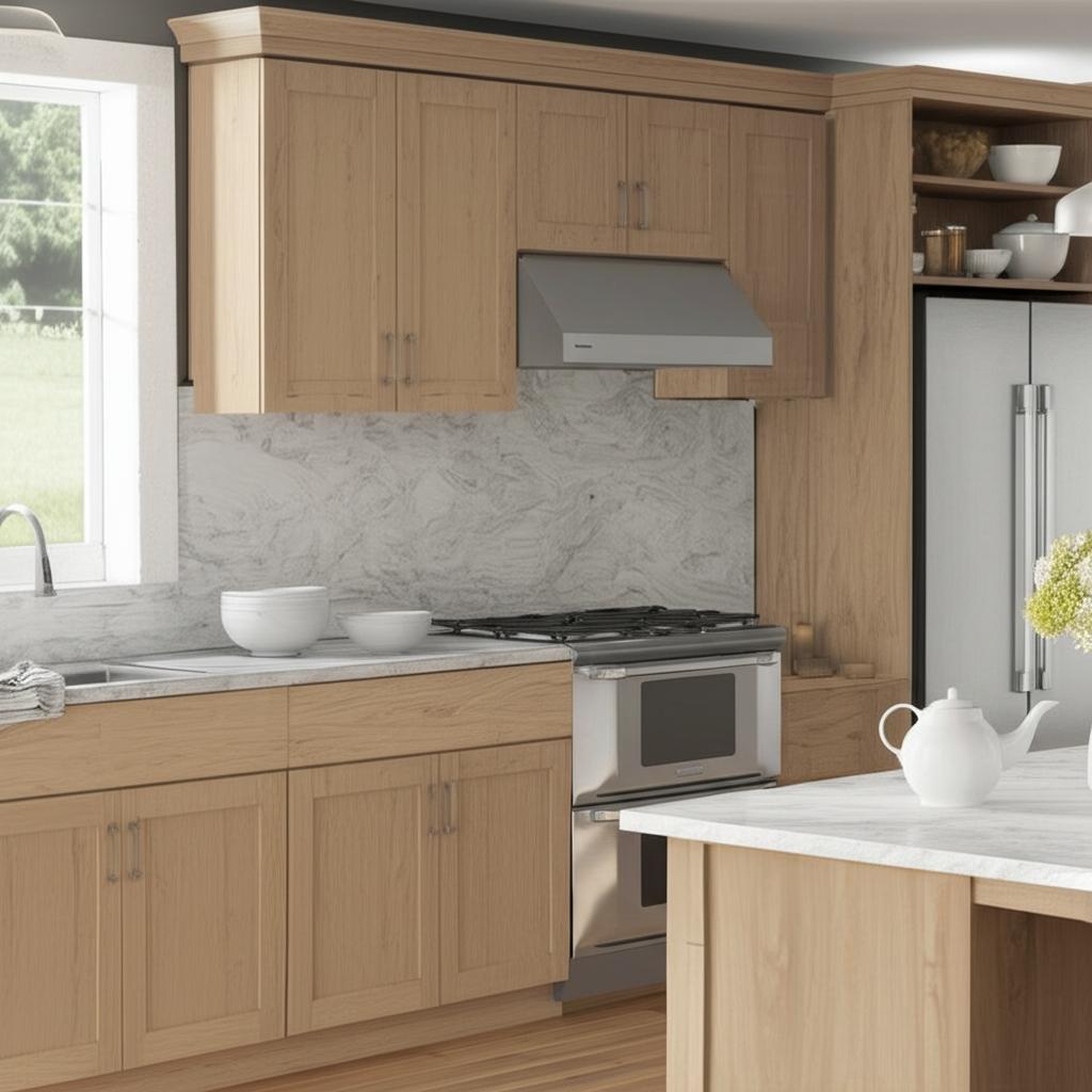 Hampton Bay Sinclair 27 in. W x 12 in. D x 30 in. H Assembled Wall Cabinet in Shaker Light Oak