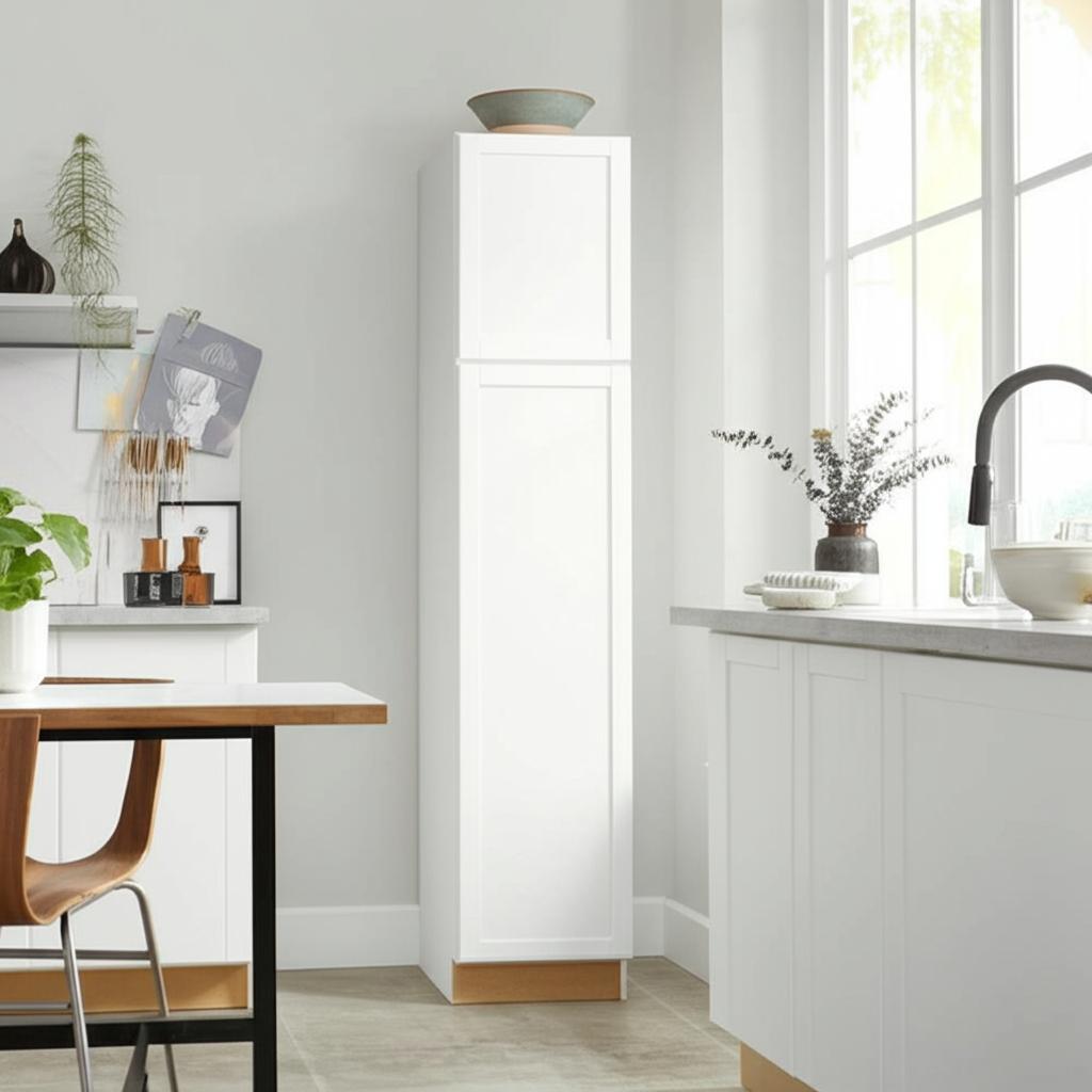 Hampton Bay Courtland Polar White Shaker Pantry Cabinet - 18" W x 24" D x 90" H