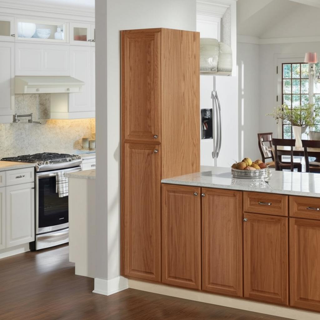 Hampton Bay Medium Oak Pantry Cabinet - 18x24x96