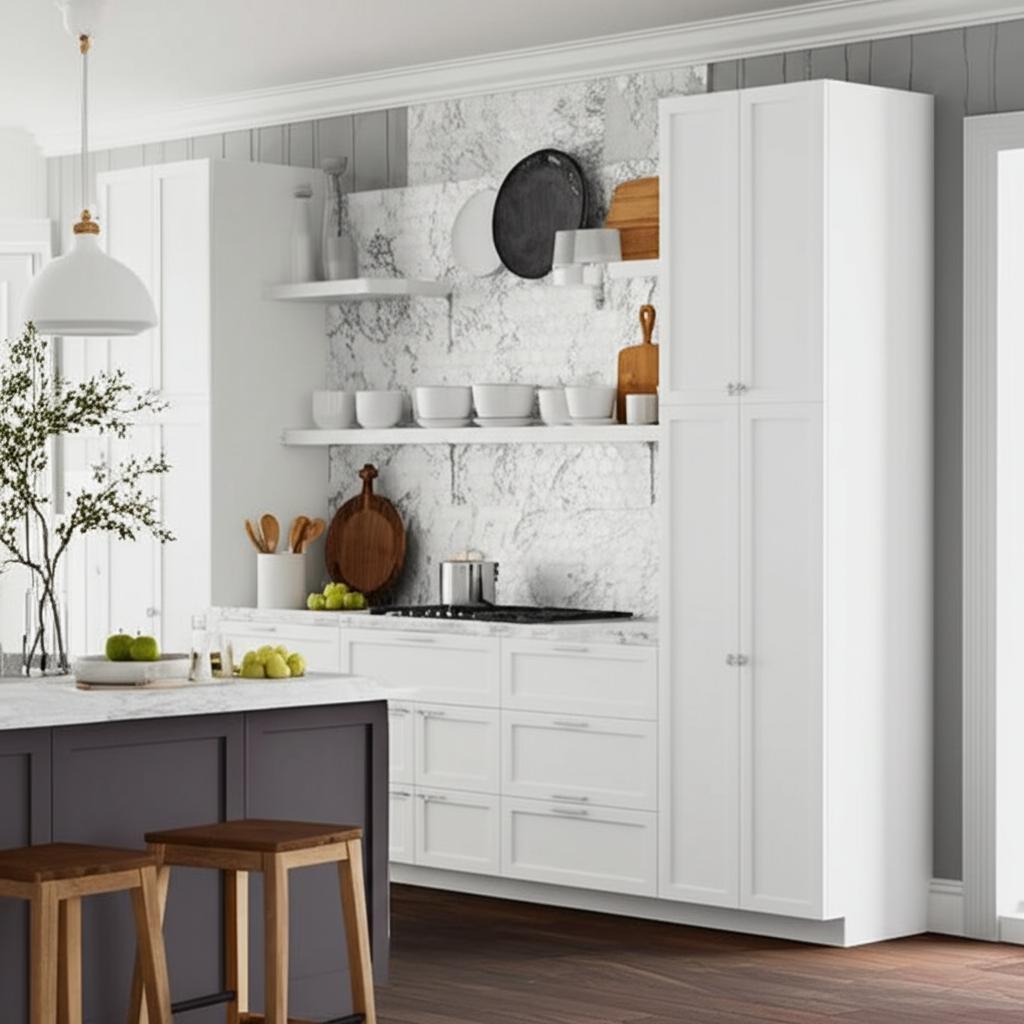 Hampton Bay Designer Series Melvern Assembled Pantry Kitchen Cabinet in White