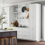 Hampton Bay Designer Series Melvern Assembled Pantry Kitchen Cabinet in White