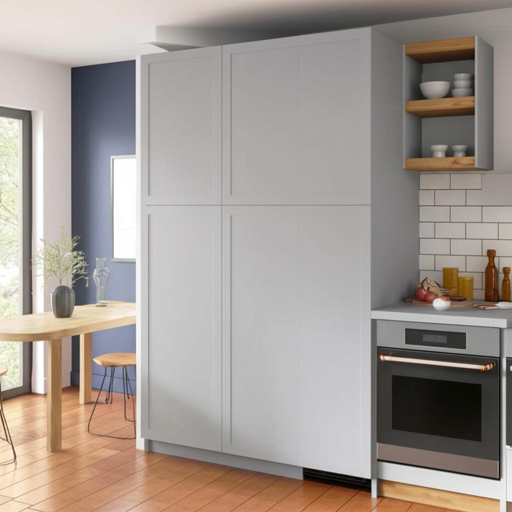 Hampton Bay Cambridge Gray Shaker Pantry Cabinet with Adjustable Shelves