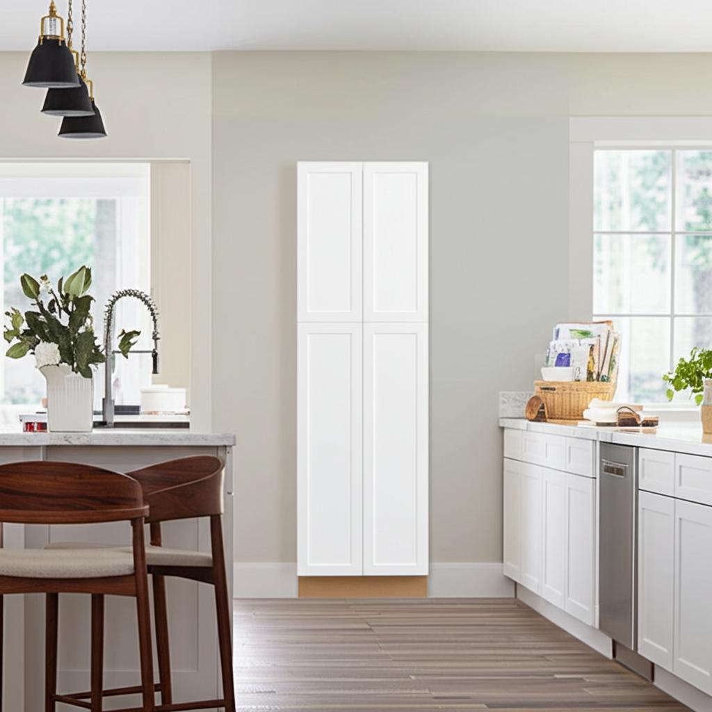 Hampton Bay Designer Series Melvern Pantry Kitchen Cabinet in White