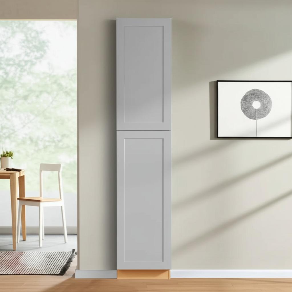 Hampton Bay Cambridge Gray Shaker Pantry Cabinet with Adjustable Shelves