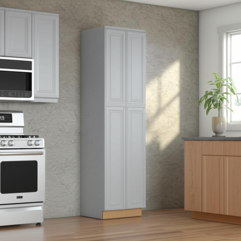Hampton Bay Designer Series Elgin Pantry Cabinet in Heron Gray