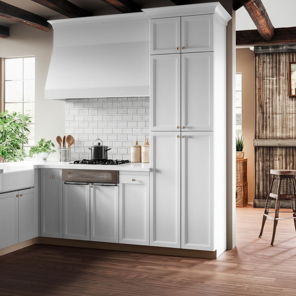 Hampton Bay Designer Series Melvern Pantry Kitchen Cabinet in White