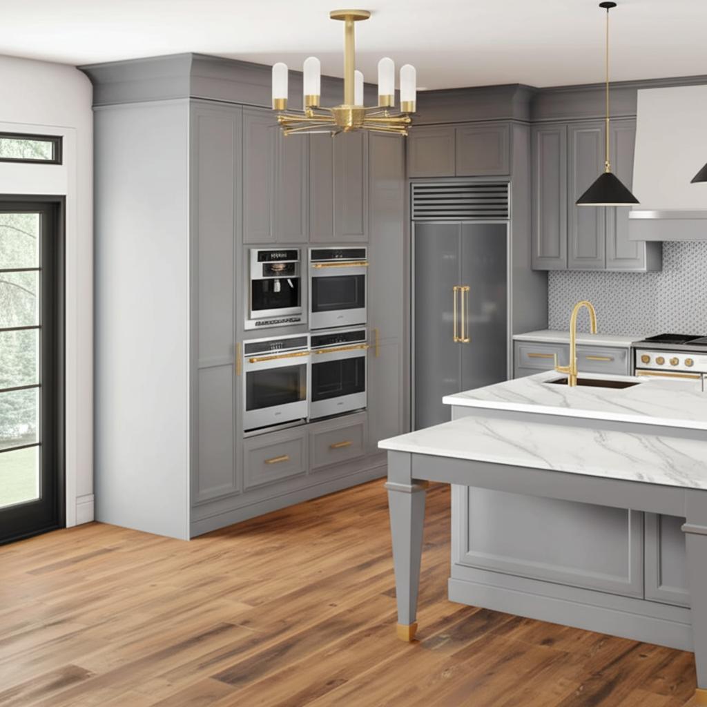 Hampton Bay Designer Series Elgin Pantry Cabinet in Heron Gray