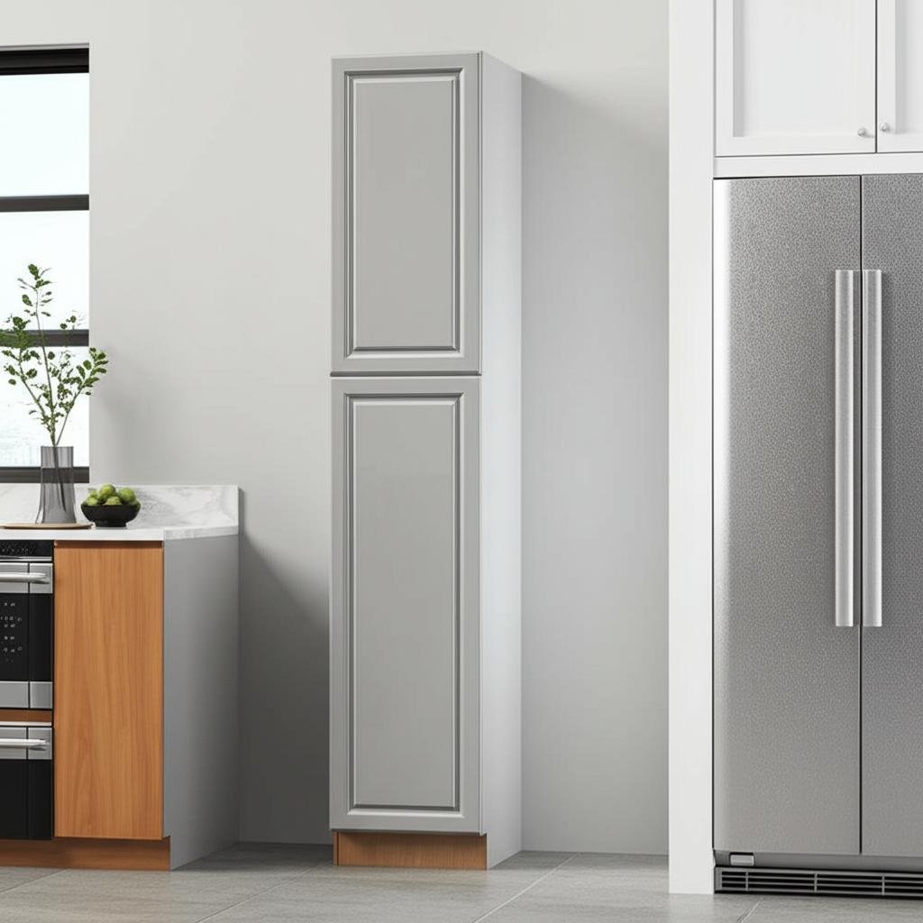 Hampton Bay Designer Series Elgin Pantry Cabinet in Heron Gray