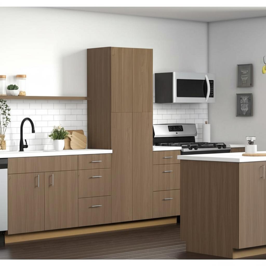 Hampton Bay Designer Series Edgeley Pantry Cabinet in Driftwood
