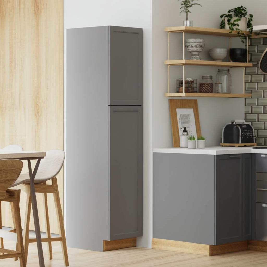 Hampton Bay Designer Series Melvern Storm Gray Shaker Assembled Pantry Kitchen Cabinet