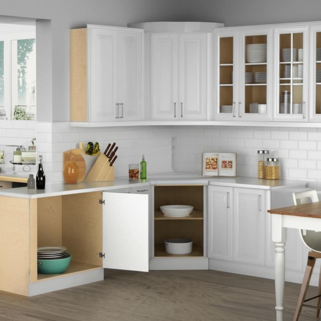 Hampton Bay Satin White Corner Sink Base Cabinet