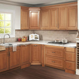 Hampton Bay Hampton 36 in. Corner Sink Base Kitchen Cabinet in Medium Oak