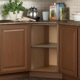 Hampton Bay Hampton 36 in. Ready-to-Assemble Corner Sink Base Kitchen Cabinet in Cognac