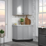Hampton Bay Designer Series Elgin Corner Sink Base Kitchen Cabinet in Heron Gray