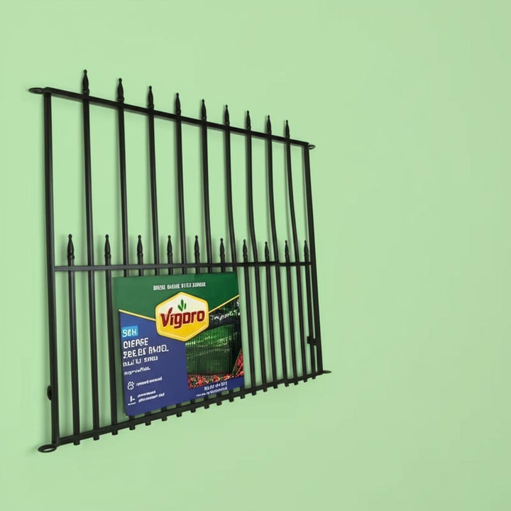 Vigoro Empire 29 in. x 38 in. Black Steel 3-Rail Fence Panel