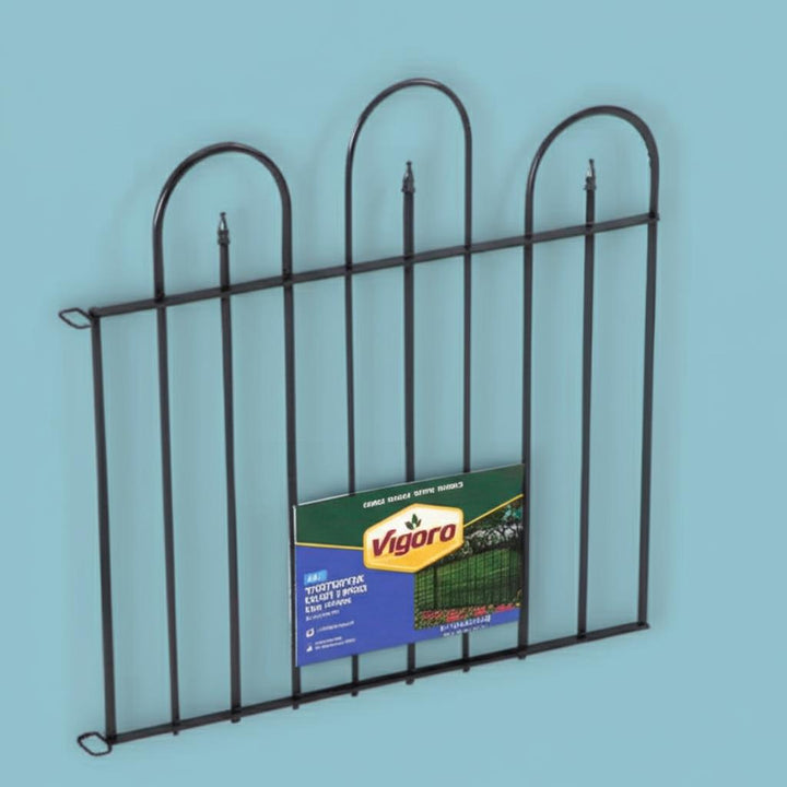 Vigoro Westbrook 34.7 in. H x 48.6 in. W Black Steel Fence Panel (4-Pack)