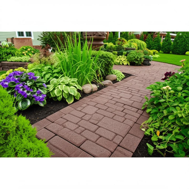 Vigoro 24 in. x 12 in. x 5/8 in. Brown Interlocking Dual-Sided Rubber Paver (60-Pack)