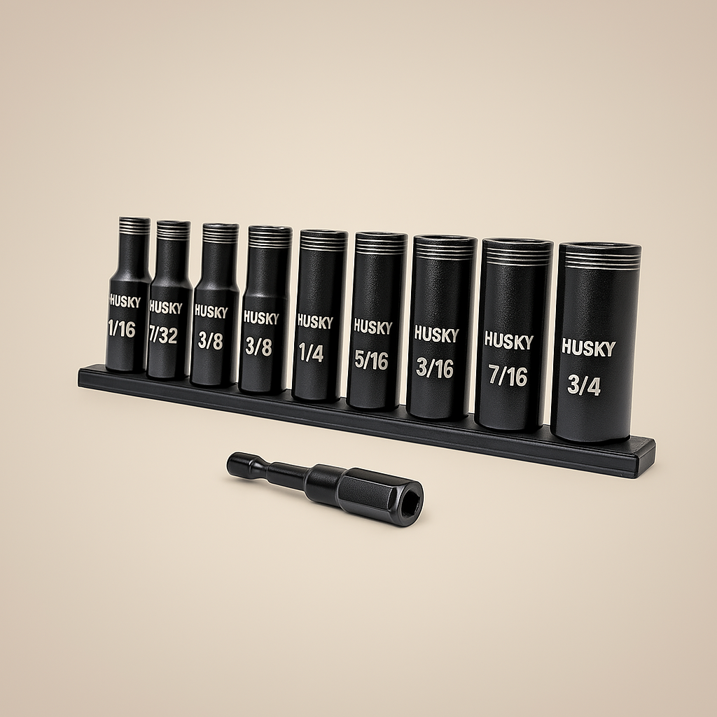 Husky 3/8 in. Drive Thin Wall Deep Impact Socket Set SAE (10-Piece)
