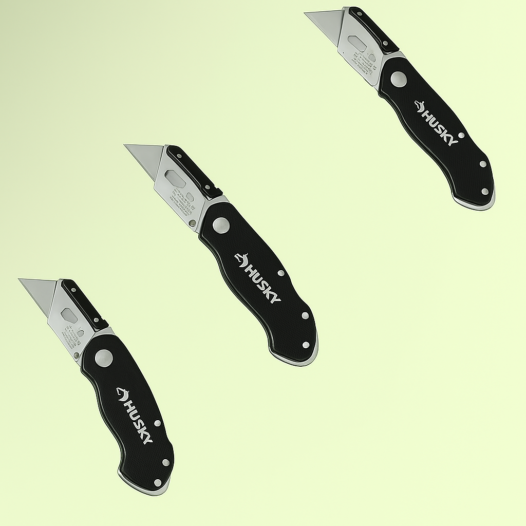 Husky Folding Lock-Back Utility Knife Set - 3 Pack