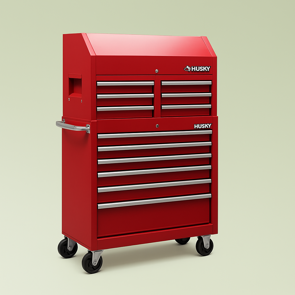 Husky 36 in. W 12-Drawer Gloss Red Tool Chest and Cabinet Combo