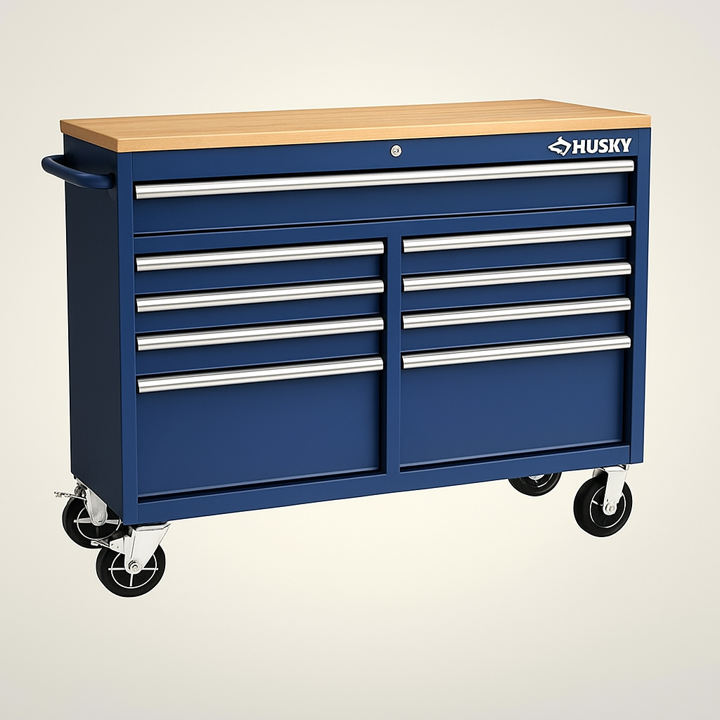 Husky 46-inch Gloss Blue Mobile Workbench Cabinet