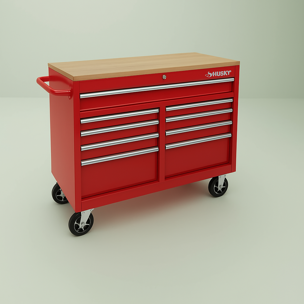 Husky 46 in. Gloss Red Mobile Workbench Cabinet