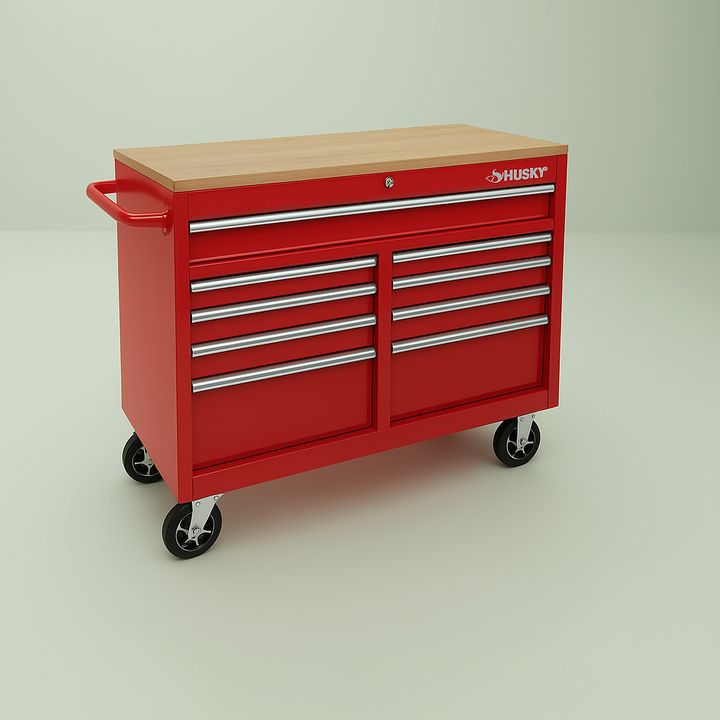 Husky 46 in. Gloss Red Mobile Workbench Cabinet