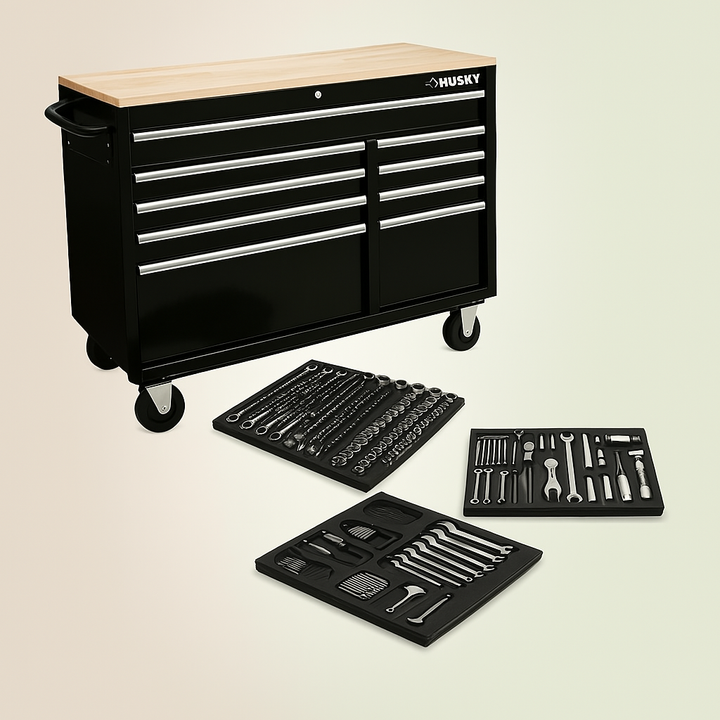 Husky 52-Inch Mobile Workbench with 290-Piece Tool Set