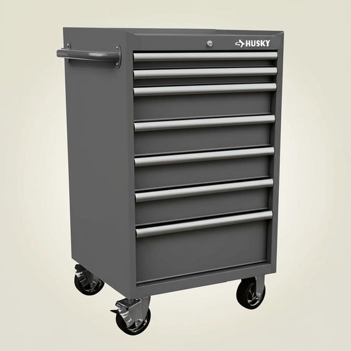 Husky Standard-Duty 27 in. 7-Drawer Gray Rolling Tool Cabinet