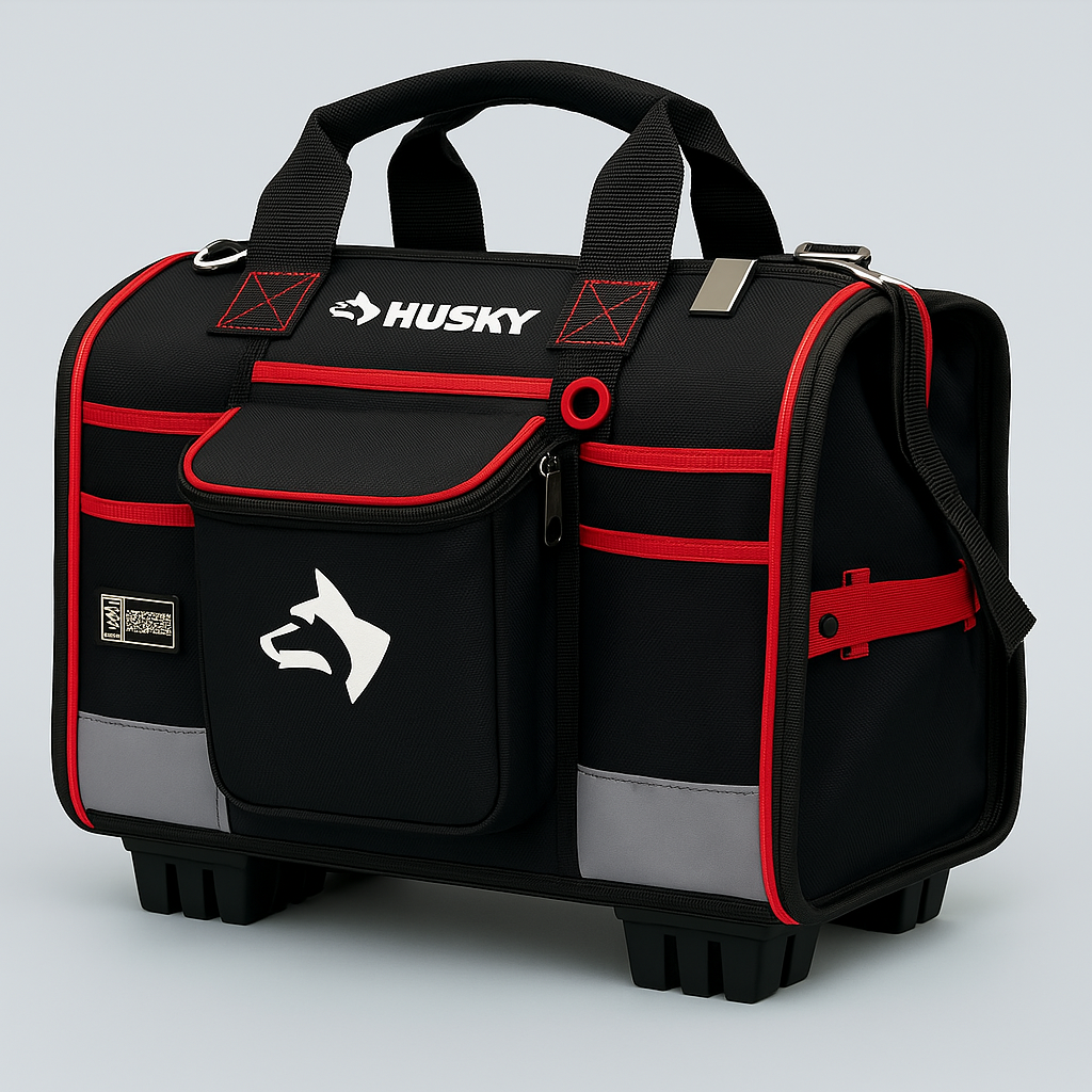 Husky 18-inch Large Mouth Tool Bag with Tool Wall