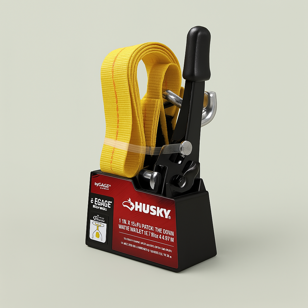 Husky 27 ft. x 2 in. Heavy-Duty Ratchet Tie-Down with J Hook