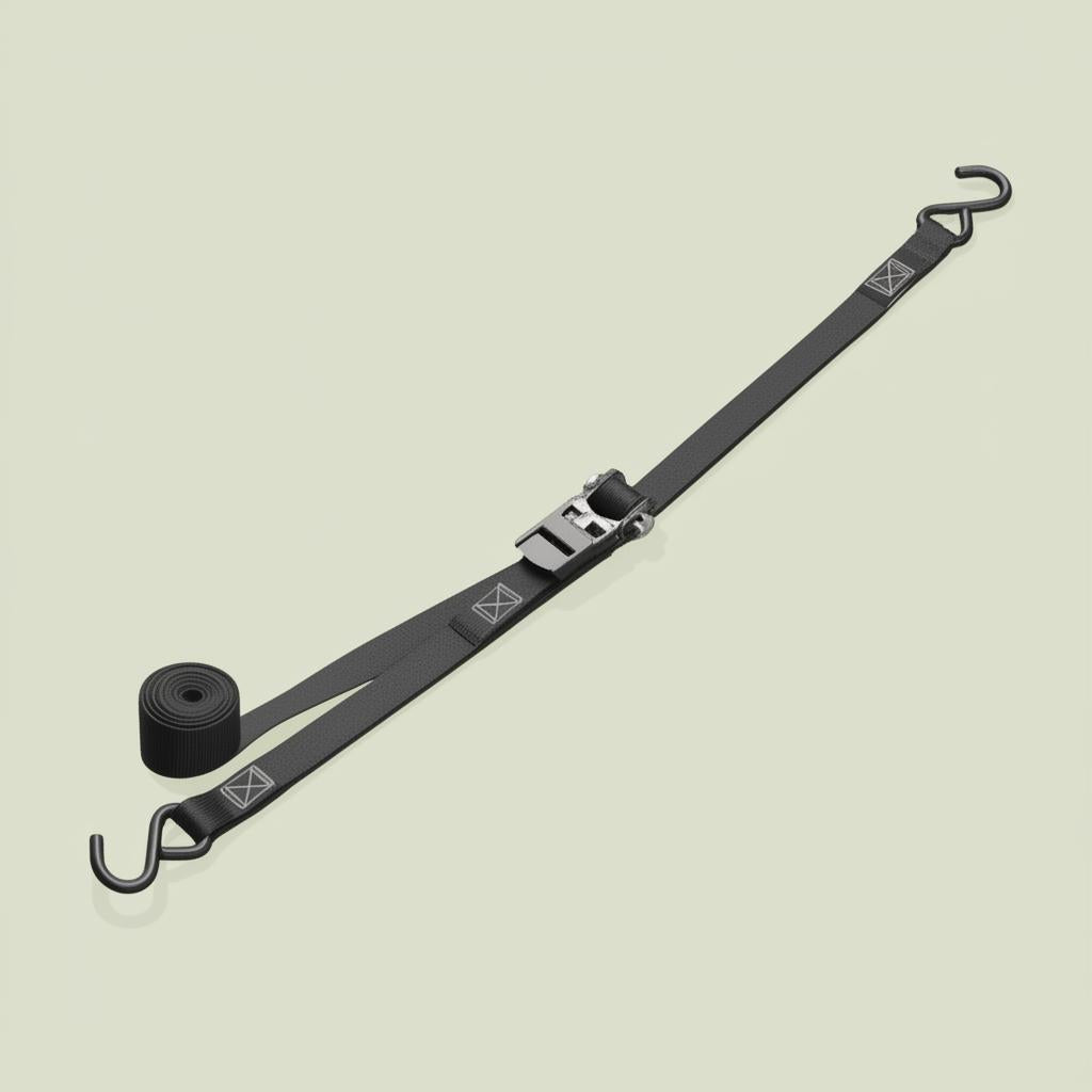 Husky 15 ft x 1 in Ratchet Tie-Down Strap with S Hooks