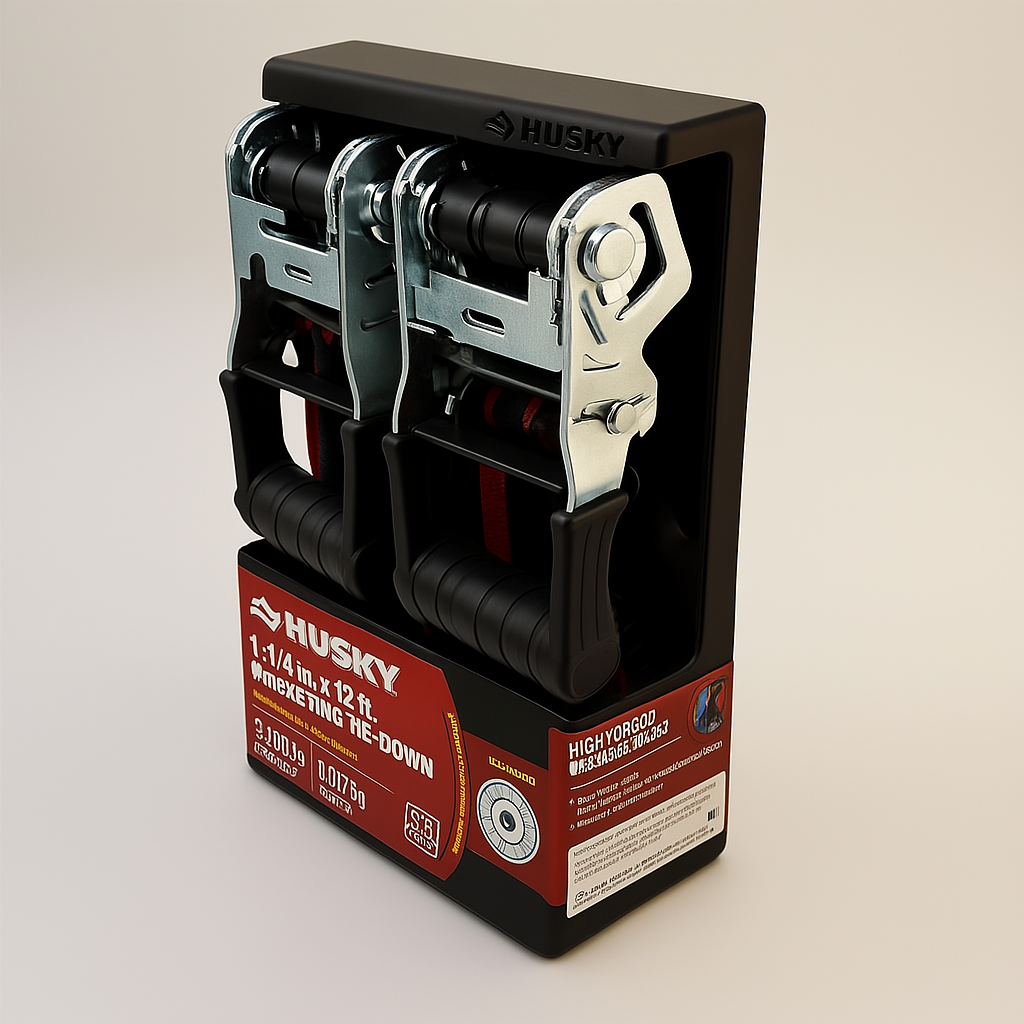 Husky 16 ft. x 1-1/2 in. Ratchet Tie-Downs (2-Pack)