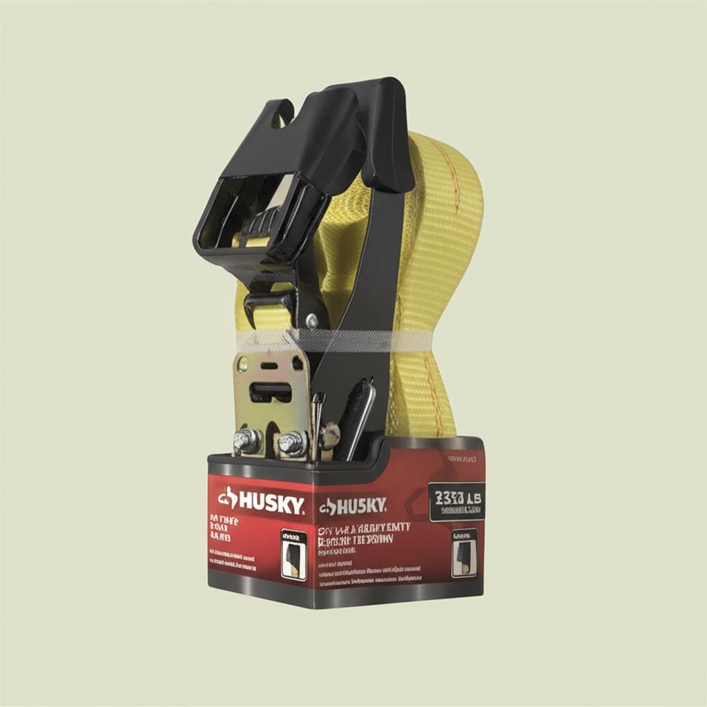 Husky 2 in. x 27 ft. Heavy-Duty Ratchet Tie-Down with Flat Hooks