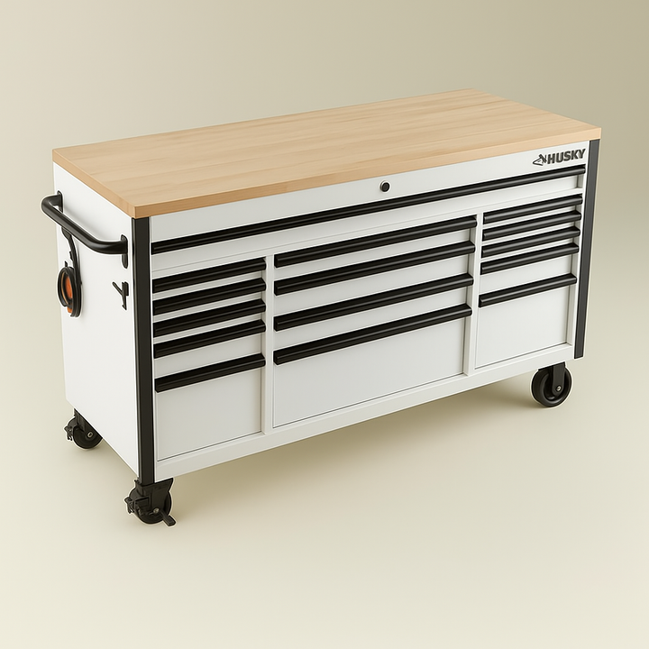 Husky 61-Inch Heavy Duty Mobile Workbench with 290-Piece Tool Set