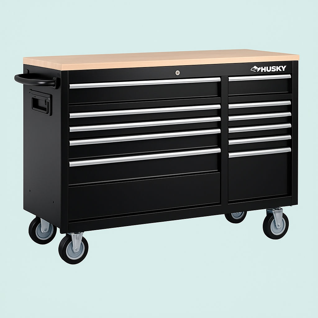 Husky Modular Tool Storage 52 in. Black Mobile Workbench Cabinet