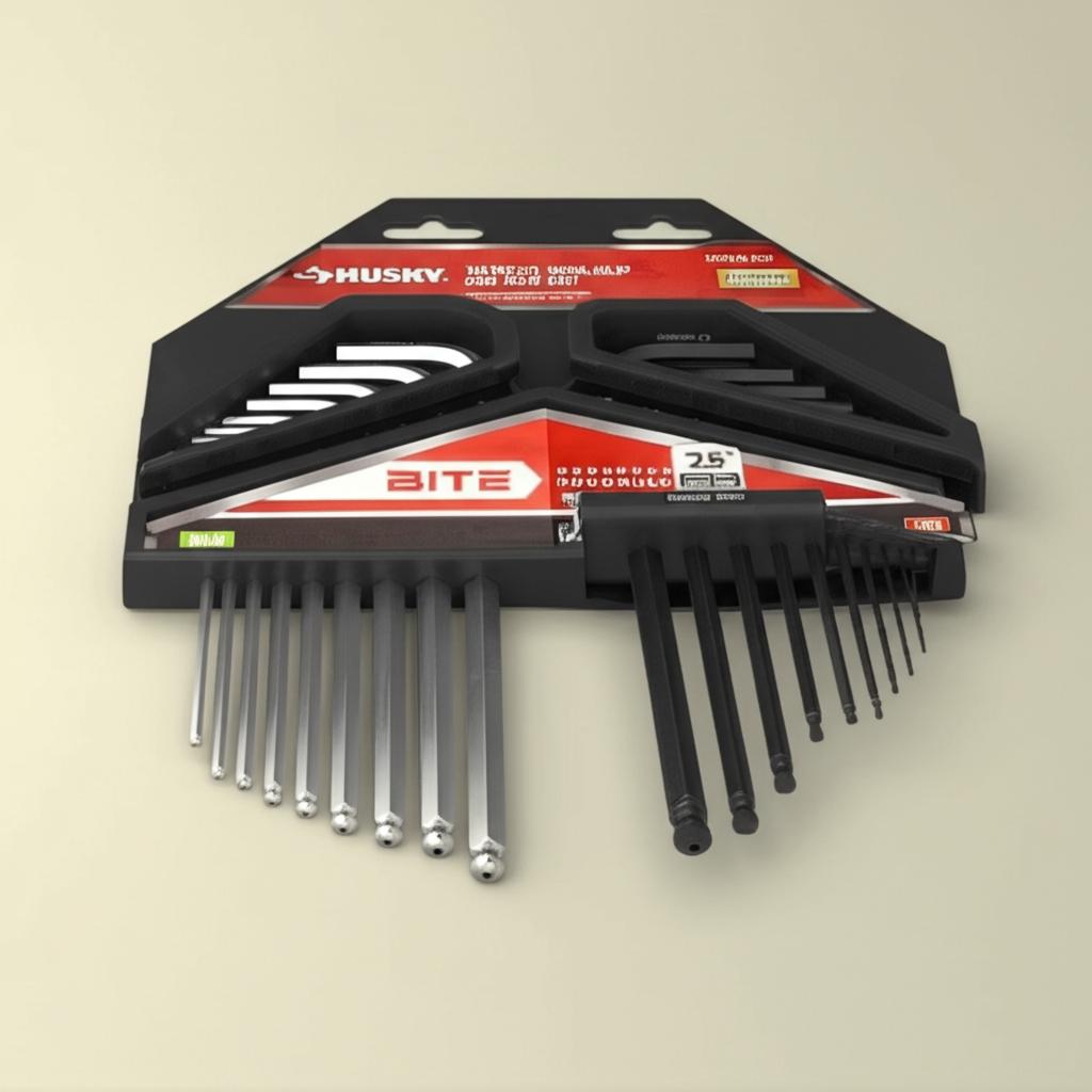 Husky BITE SAE/Metric Non-Slip Hex Key Set (18-Piece) – Durable Steel, Color-Coded, Ball End, Lifetime Warranty