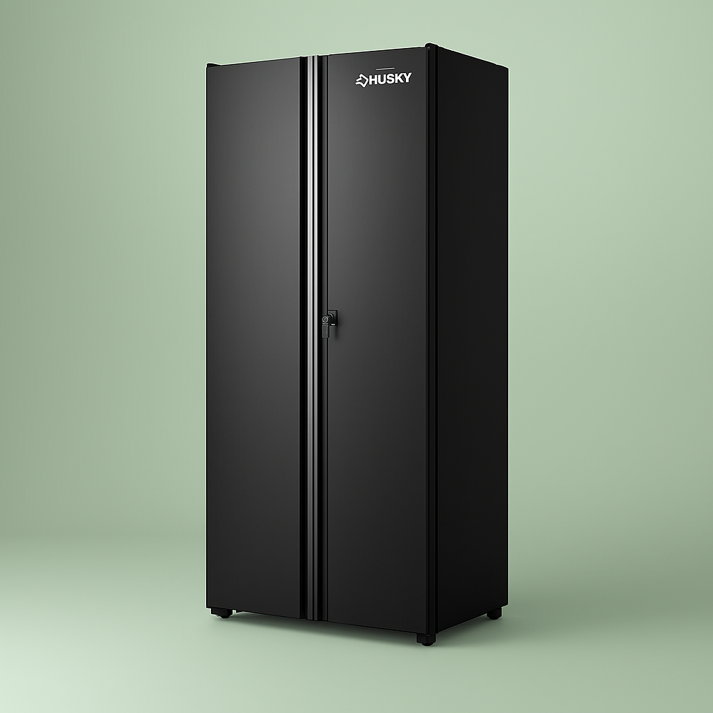 Husky 24-Gauge Steel Freestanding Garage Cabinet, Matte Black, 30.5 in. W x 75 in. H x 19.6 in. D
