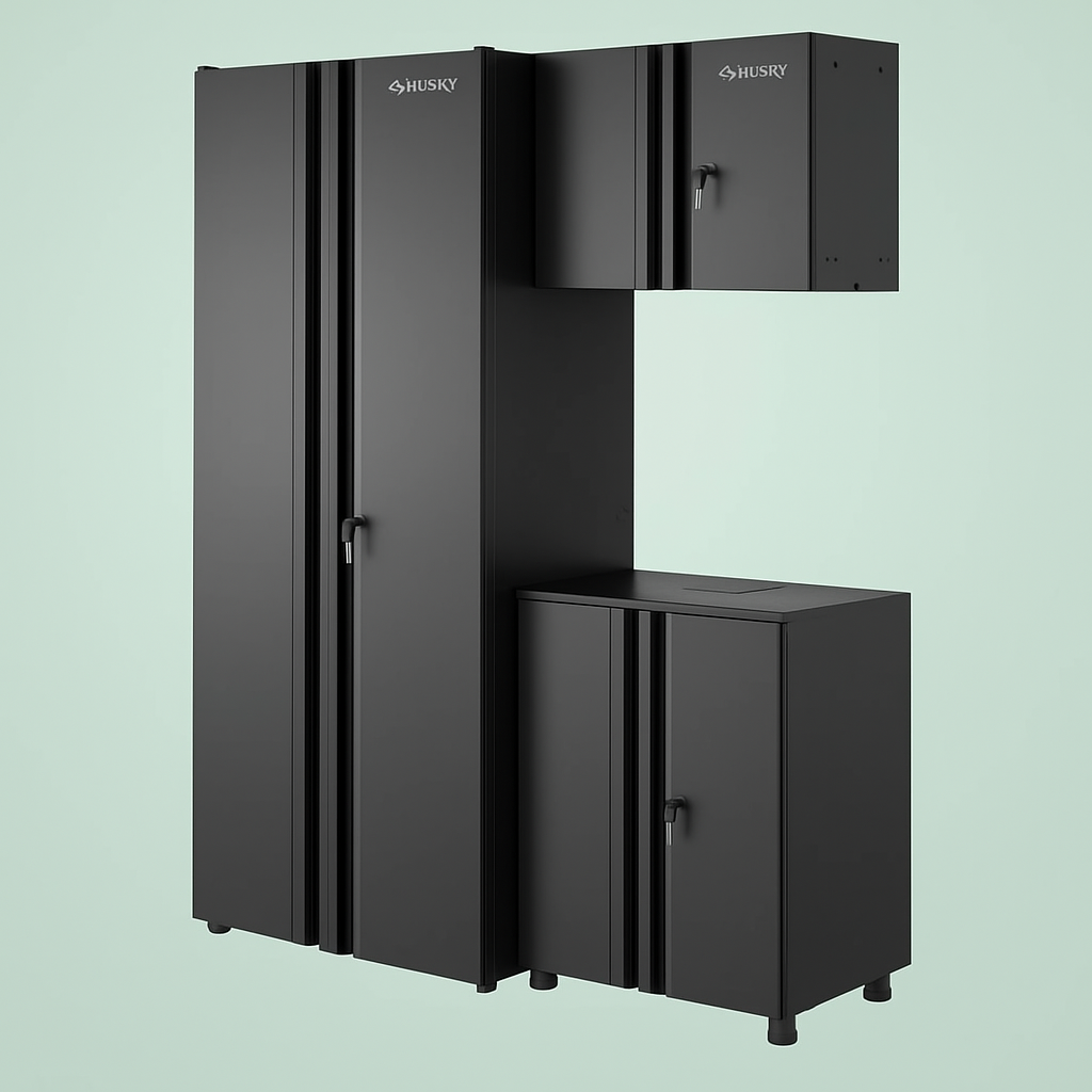 Husky 3-Piece Regular Duty Welded Steel Garage Storage System in Black, Pre-Assembled