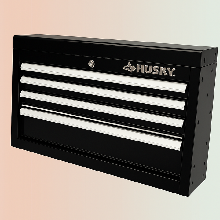 Husky 26 in. W x 12 in. D Standard Duty 4-Drawer Top Tool Chest in Gloss Black