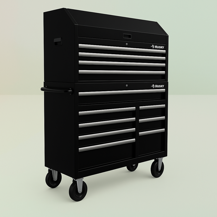 Husky Industrial 41 in. W x 21.5 in. D 11-Drawer Rolling Cabinet Tool Chest in Matte Black