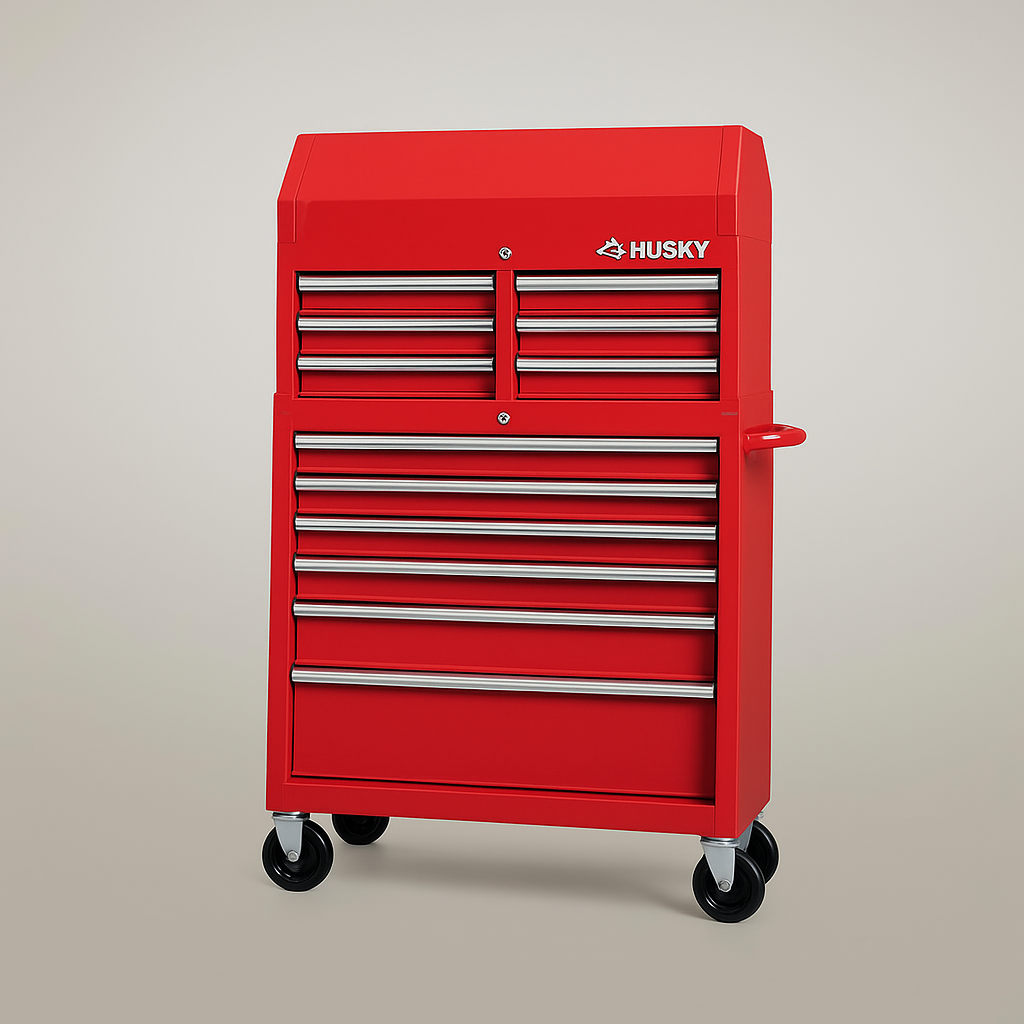 Husky 36 in. 12-Drawer Tool Chest and Cabinet Combo in Gloss Red