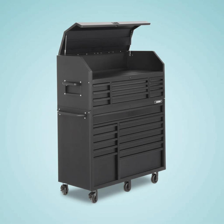 Husky Heavy-Duty 56 in. W 18-Drawer Tool Chest and Cabinet Set - Matte Black