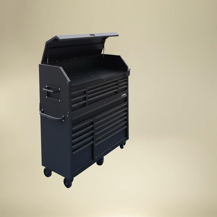 Husky Heavy-Duty 56 in. W 18-Drawer Combination Tool Chest and Cabinet Set, Matte Gray