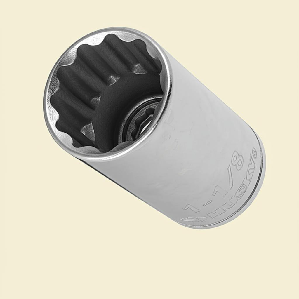 Husky 1/2 in. Drive Deep 1-1/8 in. Socket (12-Point) – Chrome Alloy Steel, SAE