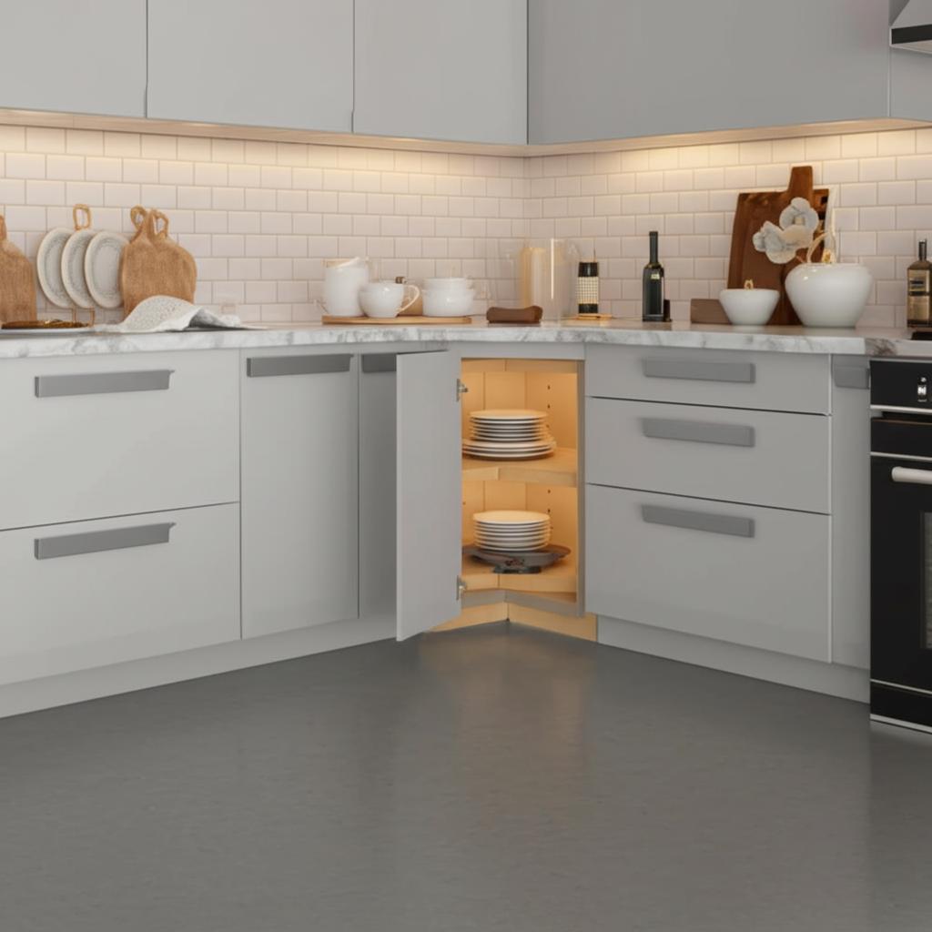 Home Decorators Collection Tremont Lazy Susan Corner Kitchen Cabinet, Pearl Gray